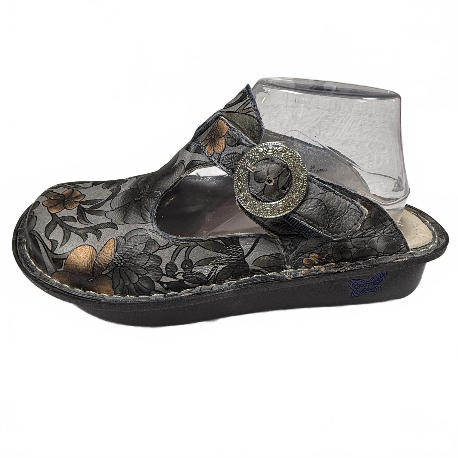 Alegria Comfort Floral Pattern Leather Women's Mules With Buckle Size 38